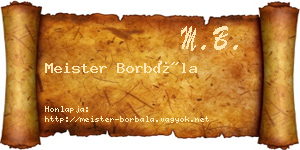 Meister Borbála névjegykártya